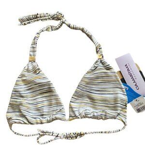 New CIA MARITIMA Brazilian Triangle String Bikini Preto Top Size Large